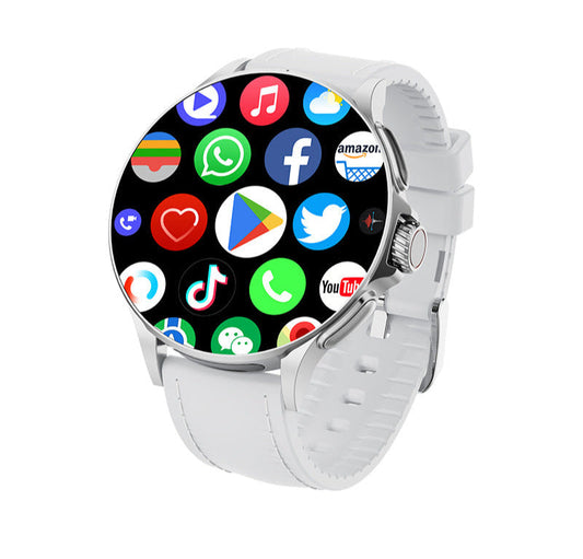 išmanusis laikrodis suaugusiems, baltos spalvos, su įvairiomis funkcijomis, GPS , NFC, 4G SIM kortele, google play, skambinimas , žinučių rašymas, sportinis laikrodis)