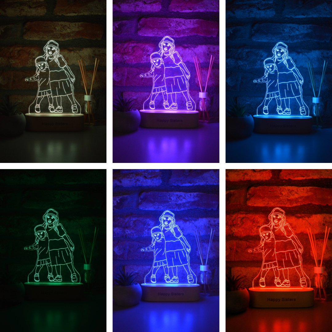 3D individualizuotos nuotraukos - 7 spalvų šviečiantis rėmelis