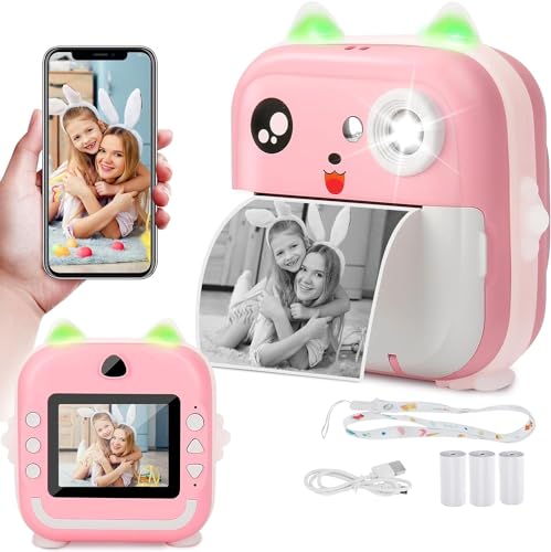 Momentinis vaikiškas fotoaparatas 1080P HD + 32 GB MicroSD - Rožinės spalvos