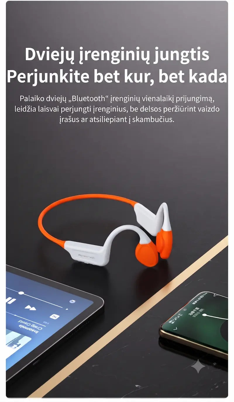 ES-998 Plus - ausinės plaukimui ir aktyviam sportui (8 GB atmintis, IPX8)