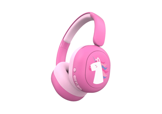 belaidės bluetooth Ausinės vaikams su vienaragio animacija, rožinės spalvos mergaitėms, geras kokybiškas garsas