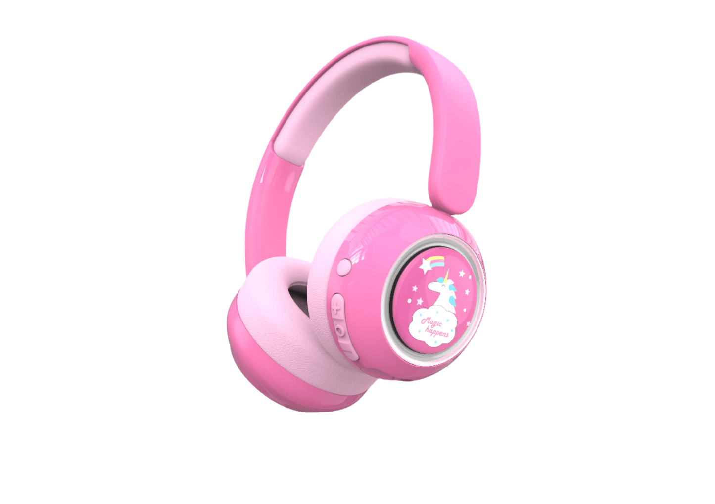 ausinės mergaitėms su vienaragiu, rožinės spalvos su mikrofonu ir keičiamais magnetais