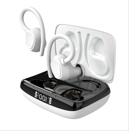 belaidės bluetooth ausinės sportui, bėgimui, treniruotėms. baltos spalvos, patogios nešioti, kokybiškas garsas ilgas grojimo laikas