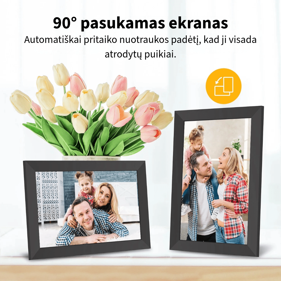 Išmanus nuotraukų rėmelis su Wifi, Bluetooth ir 10 colių jutikliniu ekranu