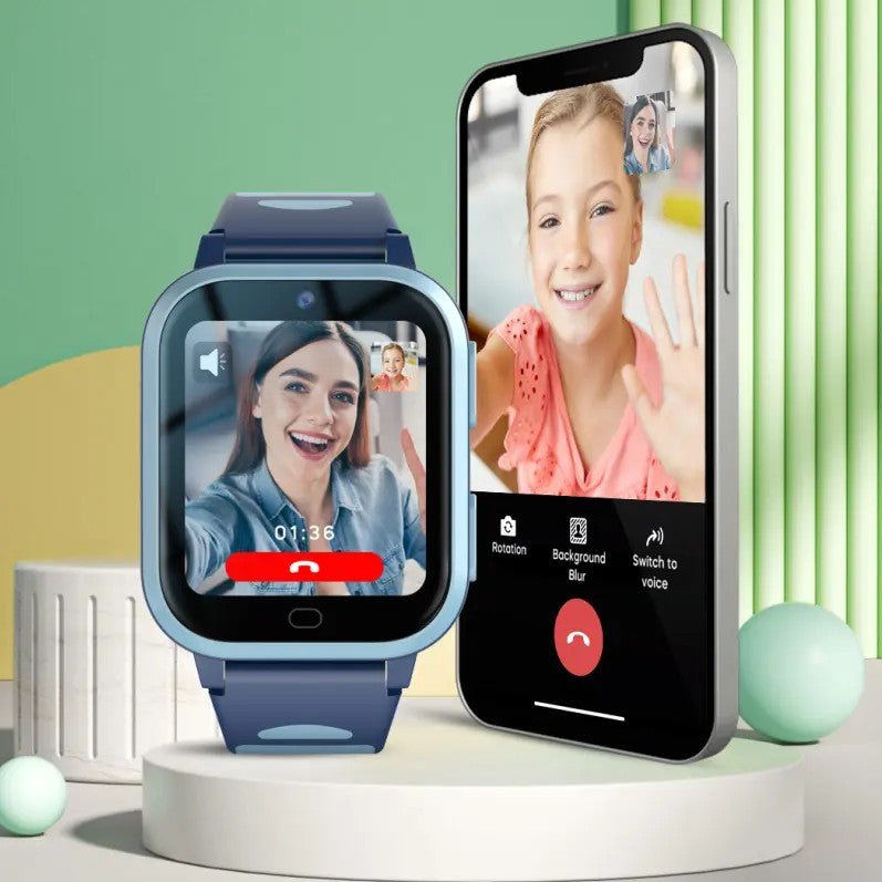 Išmanusis laikrodis vaikams su Bluetooth, SOS pagalbos mygtuku, wifi, SIM kortele, GPS sekimas, vietos nustatymas , mėlynos spalvos , atsparumas vandeniui IP67 , vaizdo ir balso skambučiai