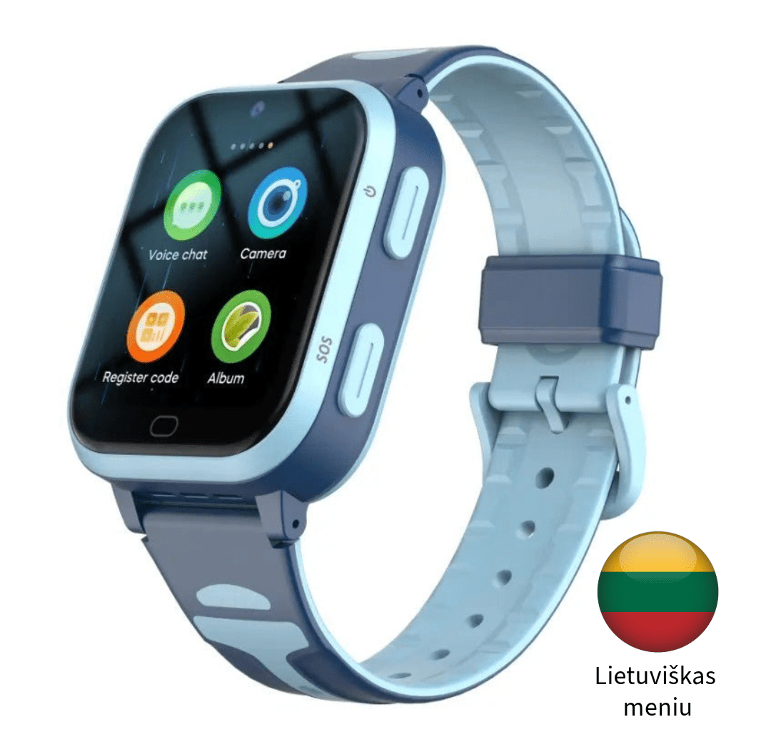 Išmanusis laikrodis vaikams su Bluetooth, SOS pagalbos mygtuku, wifi, SIM kortele, GPS sekimas, vietos nustatymas , mėlynos spalvos , atsparumas vandeniui IP67 , berniukams mėlynos spalvos