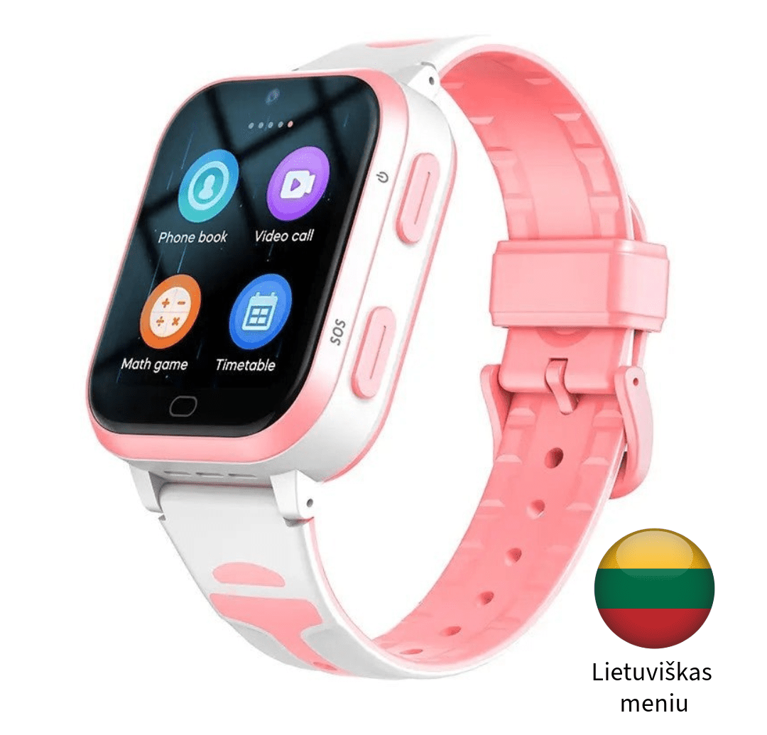 Išmanusis laikrodis vaikams su Bluetooth, SOS pagalbos mygtuku, wifi, SIM kortele, GPS sekimas, vietos nustatymas , mėlynos spalvos , atsparumas vandeniui IP67 , mergaitėms , rožinės spalvos