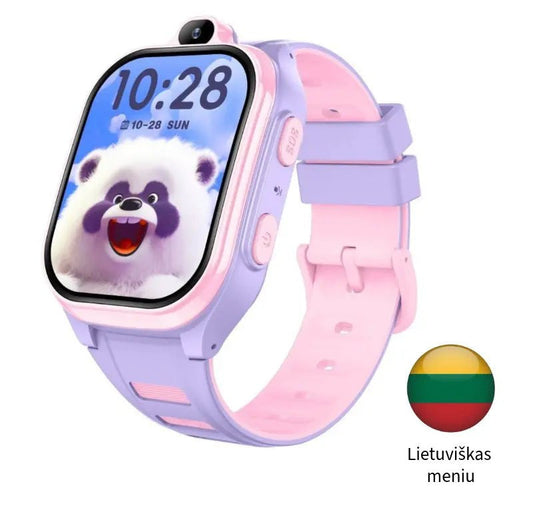 Išmanusis laikrodis vaikams su kamera, SOS mygtuku ir lietuvišku meniu, rožinės spalvos korpusu