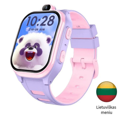 Išmanusis laikrodis vaikams su kamera, SOS mygtuku ir lietuvišku meniu, rožinės spalvos korpusu