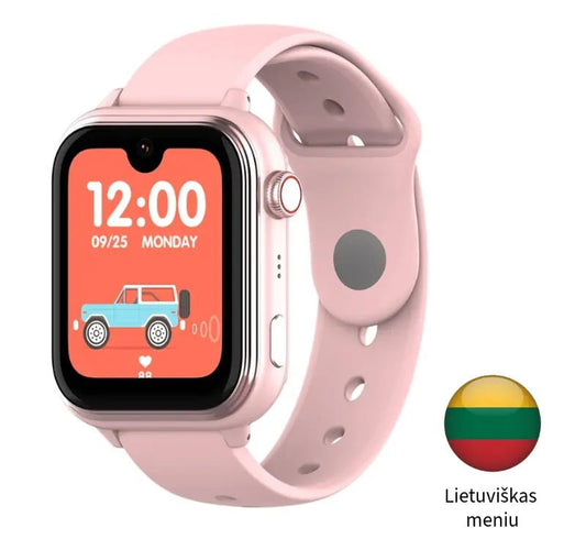 Išmanusis vaikiškas laikrodis KT37 UltraSlim, rožinės spalvos, su AMOLED ekranu