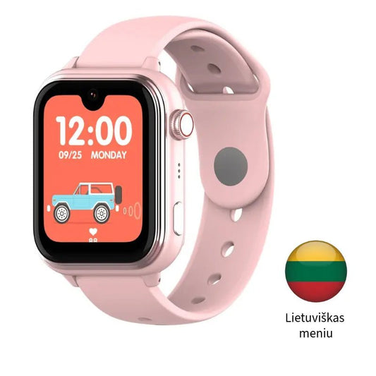 Išmanusis vaikiškas laikrodis KT37 UltraSlim, rožinės spalvos, su AMOLED ekranu