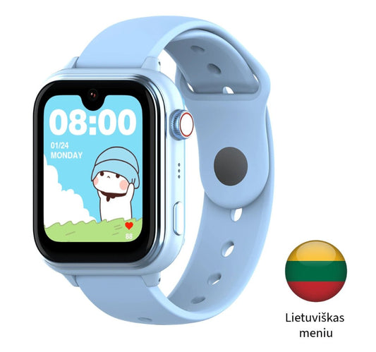 Išmanusis vaikiškas laikrodis KT37 UltraSlim, mėlynos spalvos, su AMOLED ekranu