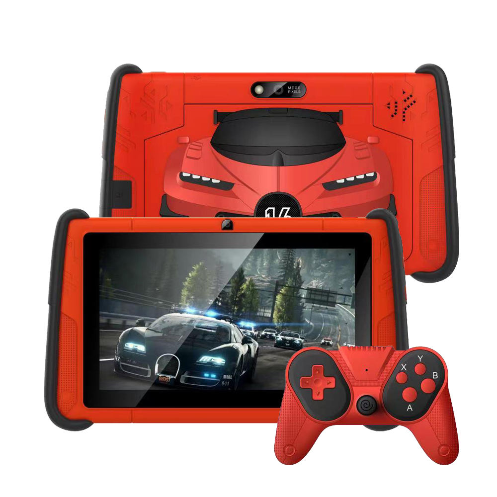 Vaikiškas planšetinis kompiuteris K7 PRO SPORT CAR su lietuvių kalba, Android 15.0, 7 colių ekranu, 32 GB atmintimi, komplekte 2 valdymo pultai