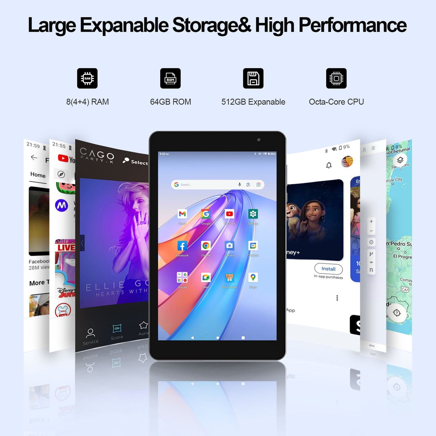 Planšetinis kompiuteris B8 su lietuvių kalba, Android 14.0, 8 colių ekranu, 64 GB atmintimi, pilkos spalvos, aukštos kokybės
