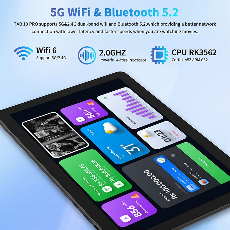 Planšetinis kompiuteris M30A su lietuvių kalba, Android 15.0, 10.1 colių ekranu, 64 GB atmintimi, mėlynos spalvos, komplektuojamas su priedais, 5G WIFI