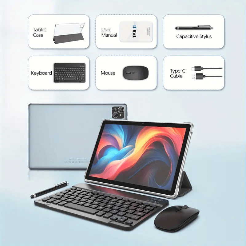 Planšetinis kompiuteris P30H su lietuvių kalba, Android 15.0, 10.1 colių ekranu, 128 GB atmintimi, komplektuojamas su priedais