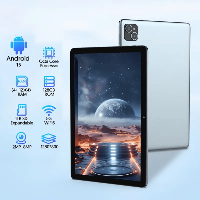 Planšetinis kompiuteris P30H su lietuvių kalba, Android 15.0, 10.1 colių ekranu, 128 GB atmintimi, komplektuojamas su priedais