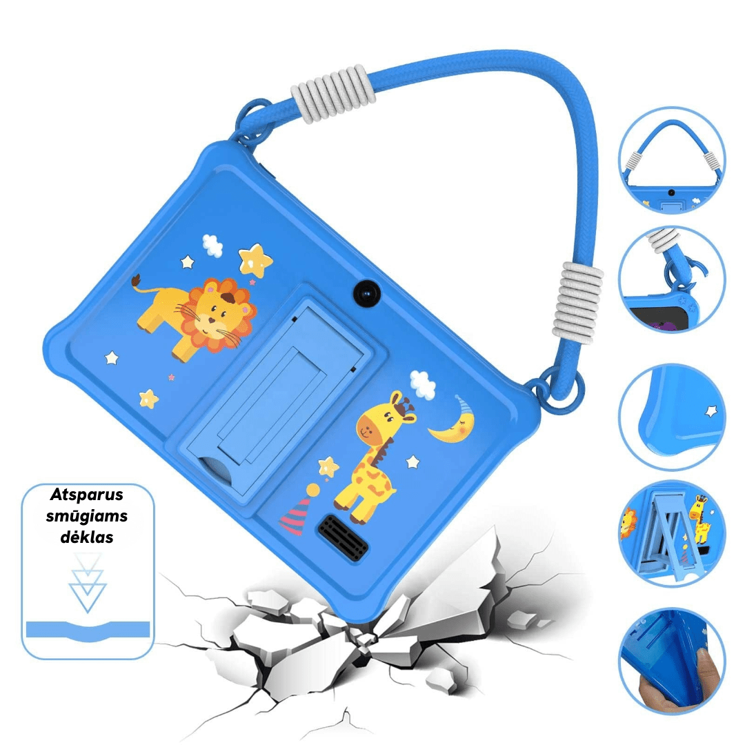 Planšetinis kompiuteris vaikams K7 PRO LANYARD su LIETUVIŲ kalba (Android 13.0, 7'colių, 32 GB atmintis)