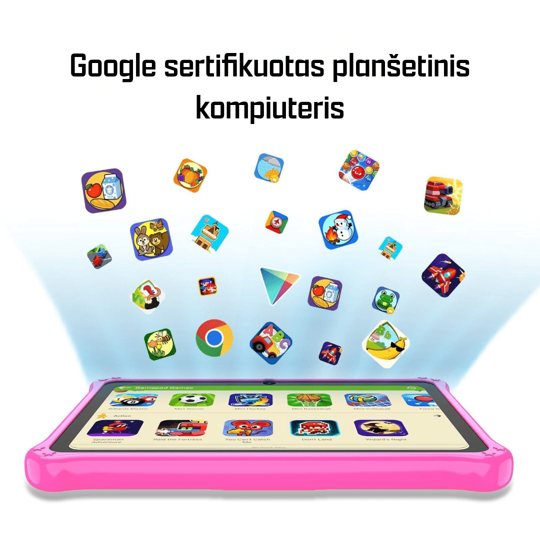 Planšetinis kompiuteris vaikams K7 PRO LANYARD su LIETUVIŲ kalba (Android 13.0, 7'colių, 32 GB atmintis)