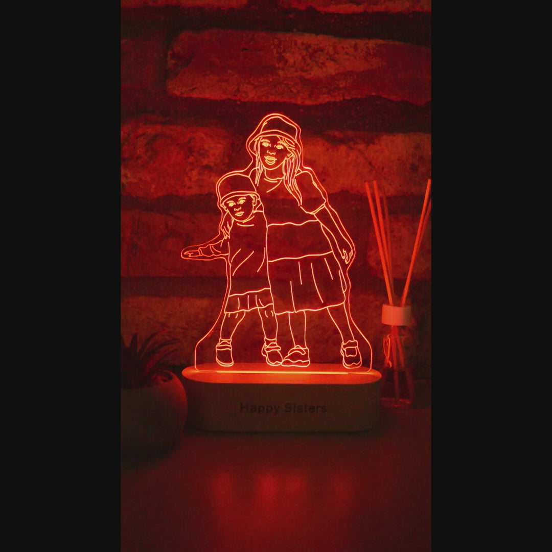 3D individualizuotos nuotraukos dovanoms, įvarioms progoms, šeimos įamžinimas , šviečiantis rėmelis , besikeičiančios spalvos, RGB