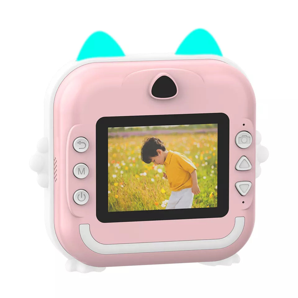 Momentinis vaikiškas fotoaparatas 1080P HD + 32 GB MicroSD - Rožinės spalvos