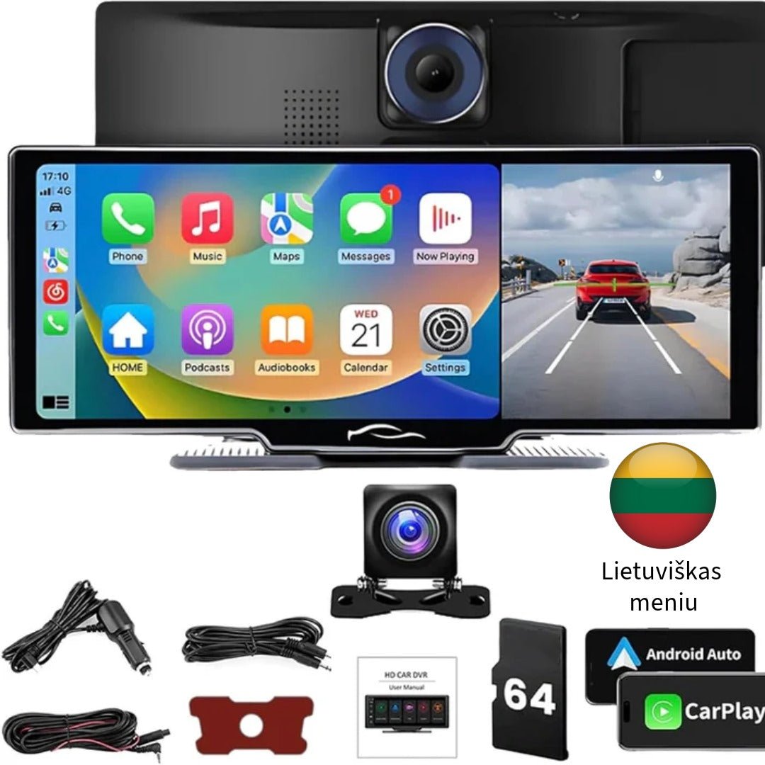 Moderni automobilio multimedija su liečiamu ekranu, navigacija, Android Auto, Apple CarPlay, vaizdo registratoriumi ir galinio vaizdo kamera