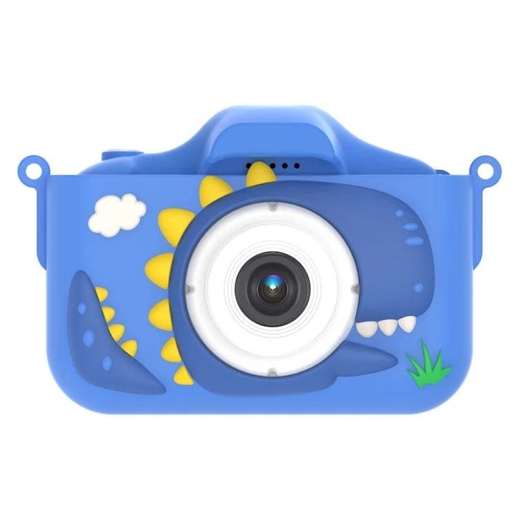 Vaikiškas skaitmeninis fotoaparatas - DINOZAURAS +32 GB MicroSD - Mėlynos spalvos, fotografavimas ir vaizdo įrašai