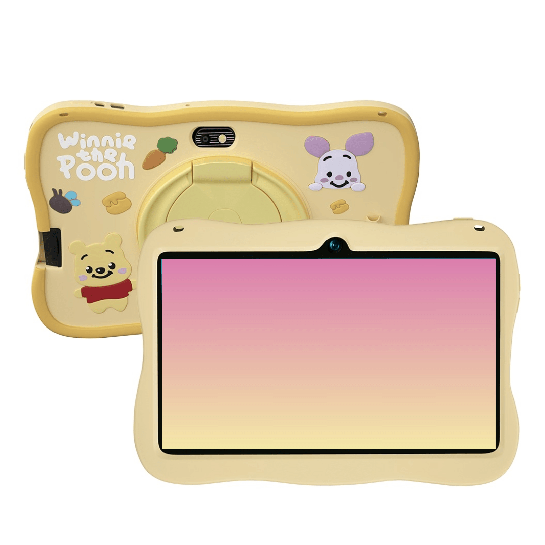 Planšetinis kompiuteris vaikams su WINNIE THE POOTH animacija , smėlinės spalvos, su apsauginiu dėklu
