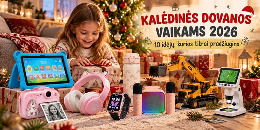 Kalėdinės dovanos vaikams 2026 – išmanieji laikrodžiai, fotoaparatai, planšetės ir žaislai