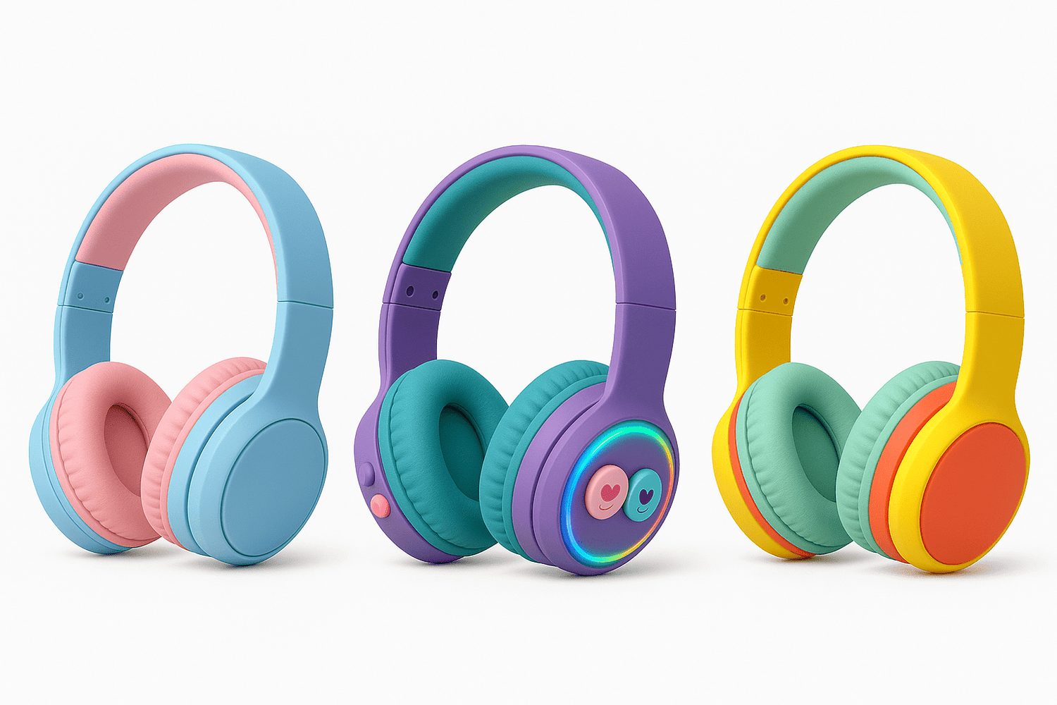 belaidės bluetooth ausinės vaikams, su gera garso kokybė, animaciniais dizainais, mikrafonu