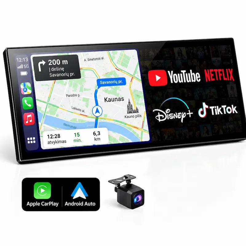 11,5 colių automobilio multimedija su navigacija YouTube Netflix ir CarPlay