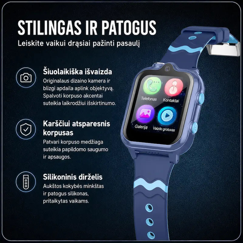 Išmanusis laikrodis vaikams KT18 (4G, GPS, Dviguba kamera, 900mAh)