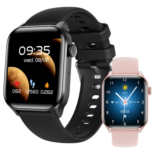 Išmanusis laikrodis suaugusiems, juodos ir rožinės spalvos, su žingsniamačiu, orais, bluetooth, širdies ritmo matuoklis, sporto rėžimai, IP67