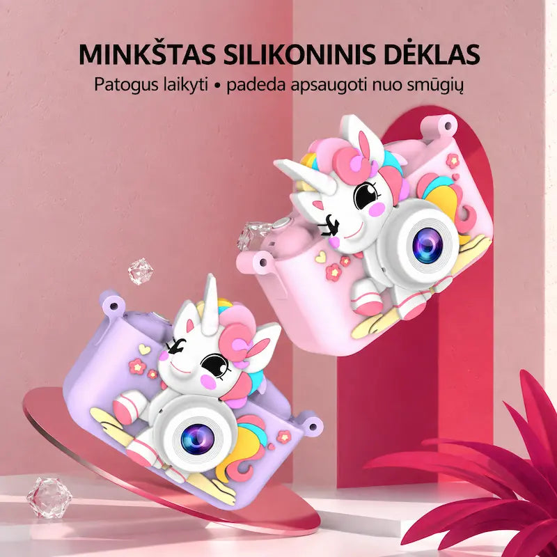 Vaikiškas skaitmeninis fotoaparatas VIENARAGIS+32 GB kortelė