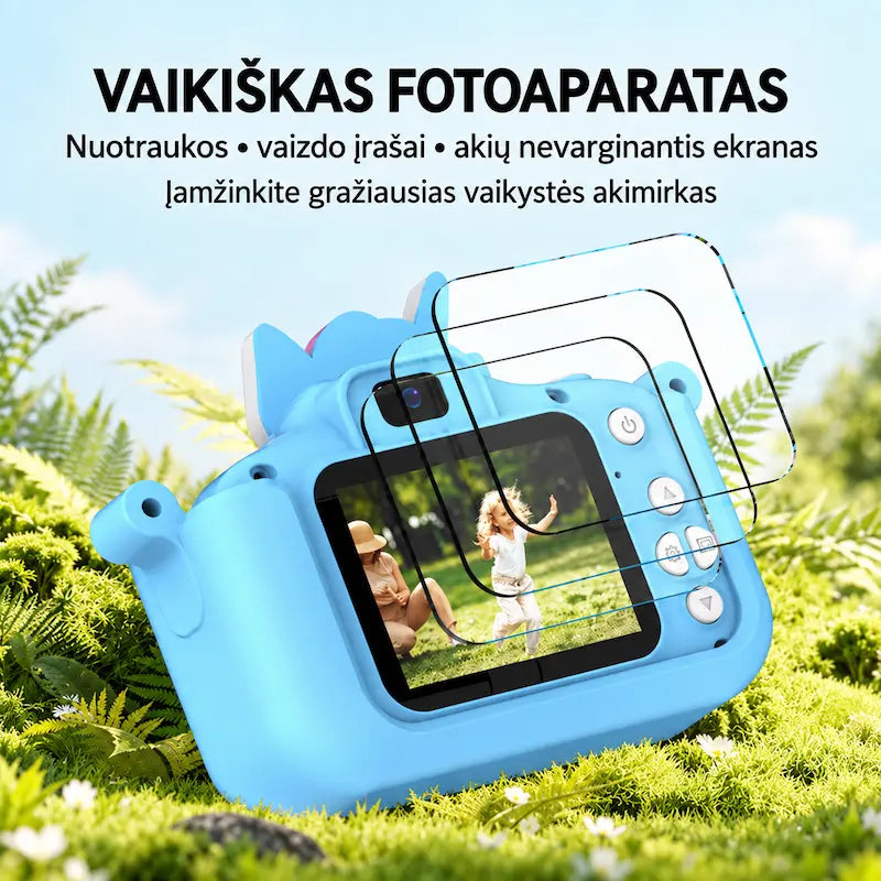 Vaikiškas skaitmeninis fotoaparatas VIENARAGIS+32 GB kortelė
