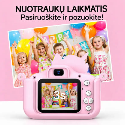 Vaikiškas skaitmeninis fotoaparatas VIENARAGIS+32 GB kortelė
