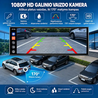 1080P HD galinio vaizdo kamera automobiliui su parkavimo linijomis