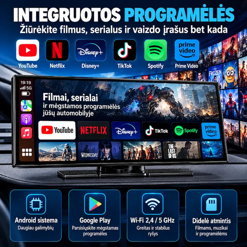 11,5 colių Android automobilio multimedija su integruotomis programėlėmis