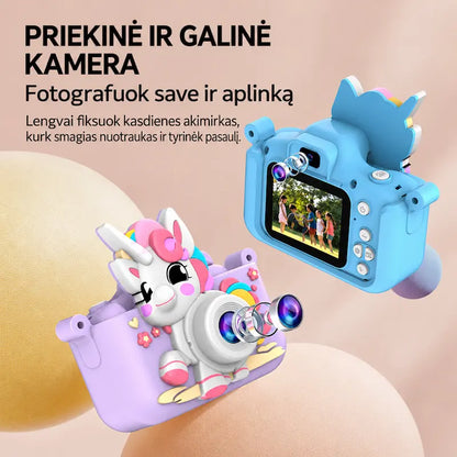 Vaikiškas skaitmeninis fotoaparatas VIENARAGIS+32 GB kortelė