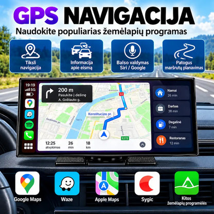 GPS navigacija automobilio multimedijoje su Waze Google Maps ir Apple Maps
