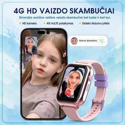 Išmanusis eSIM laikrodis vaikams KT38 (4G, GPS, AMOLED ekranas, kamera, 730 mAh)