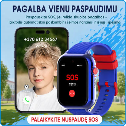 Išmanusis eSIM laikrodis vaikams KT38 (4G, GPS, AMOLED ekranas, kamera, 730 mAh)