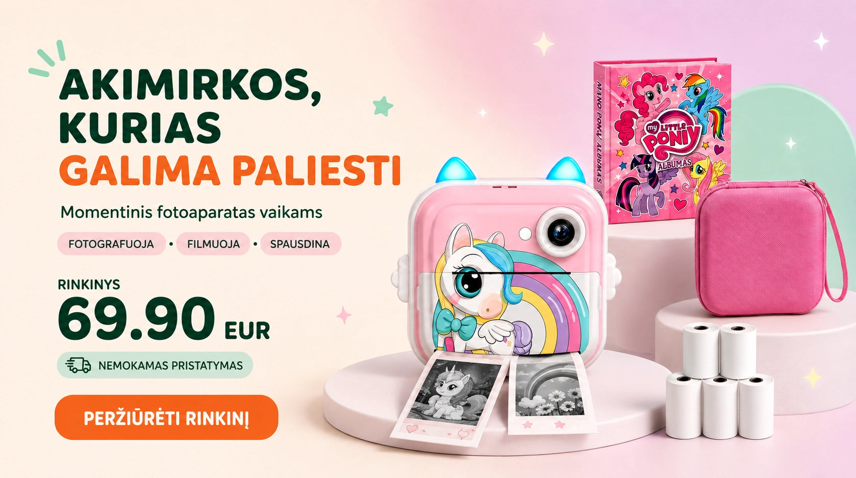 momentis fotoaparatas vienaragis , nuotraukų spausdintuvas