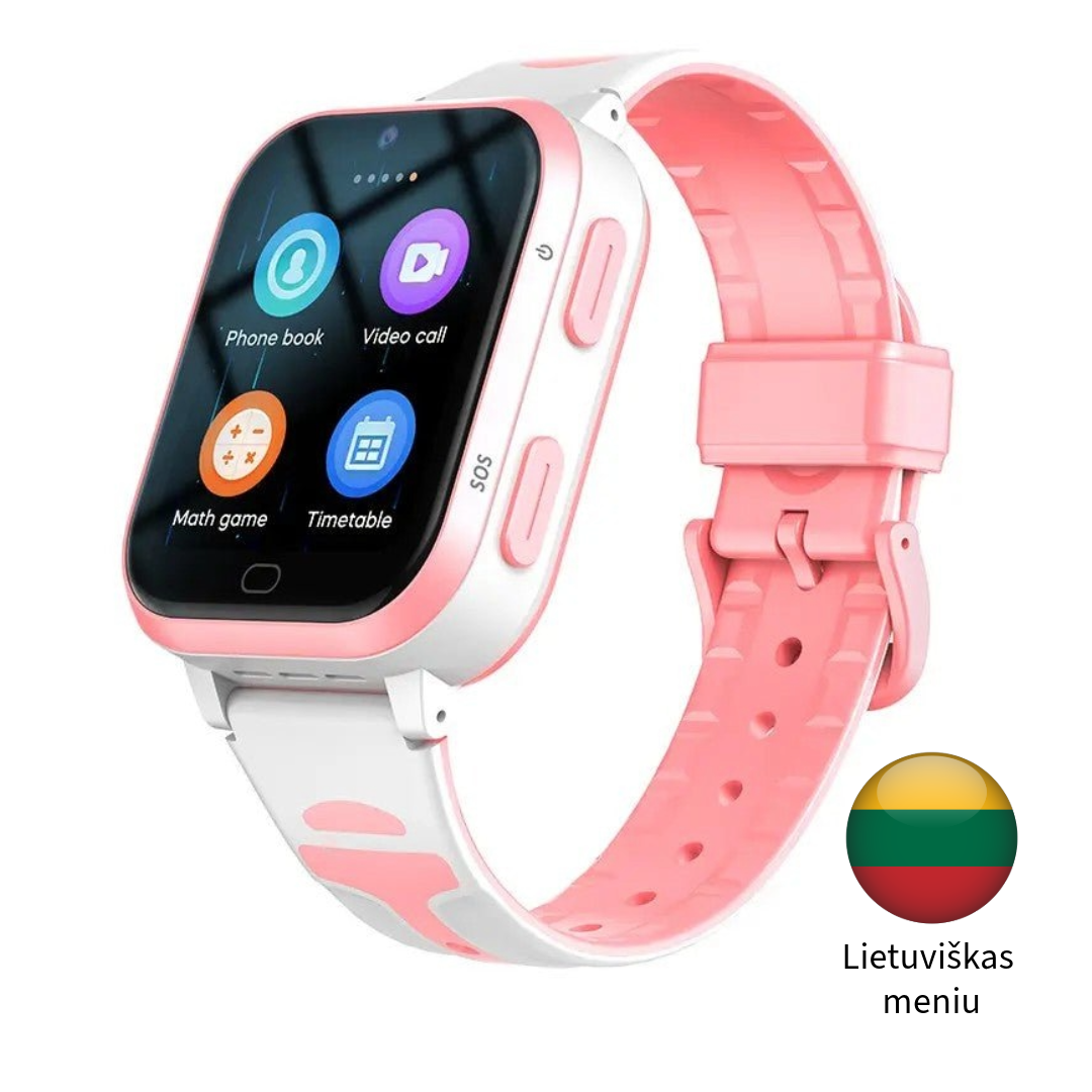 Išmanusis laikrodis vaikams su Bluetooth, SOS pagalbos mygtuku, wifi, SIM kortele, GPS sekimas, vietos nustatymas , mėlynos spalvos , atsparumas vandeniui IP67 , mergaitėms , rožinės spalvos