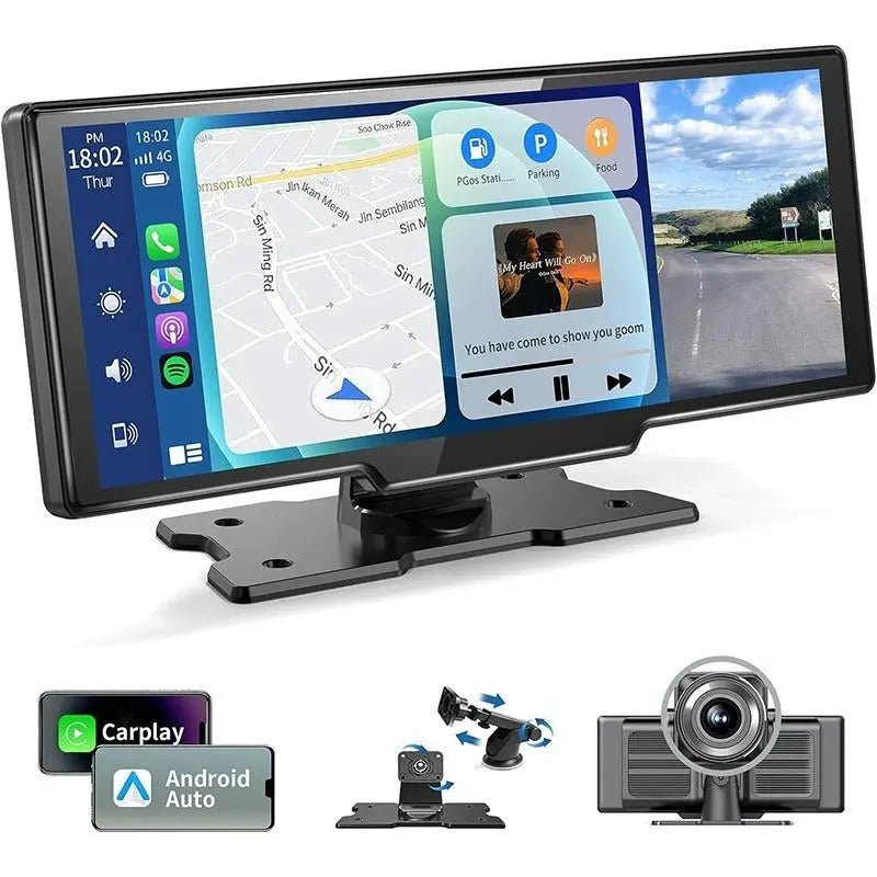 Automobilio multimedia su CarPlay, Android Auto, navigacija ir galinio vaizdo kamera.