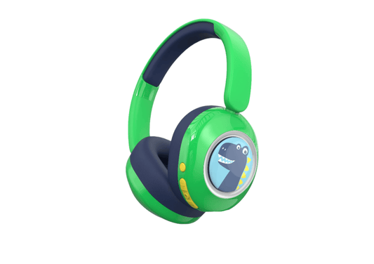 Belaidės bluetooth ausinės berniukams su dinozauro animacija, mikrofonu ir keičiamais magnetais 