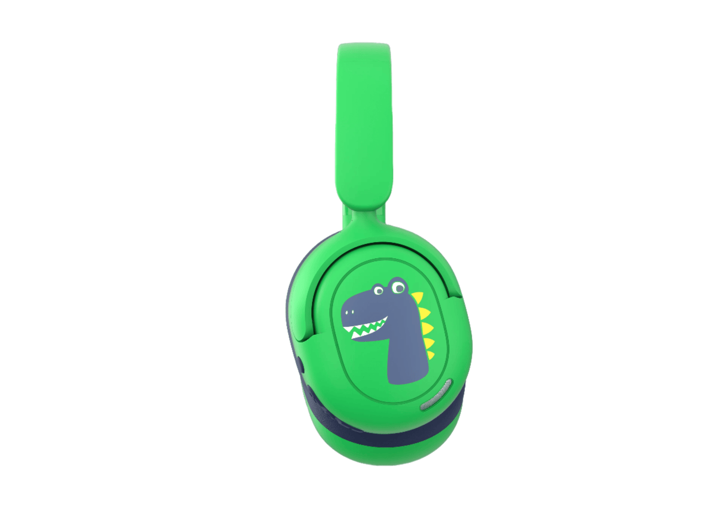 Belaidės bluetooth ausinės vaikams žalios spalvos su Dinozauro animacija, geras garsas, tinkamos mokymuisi