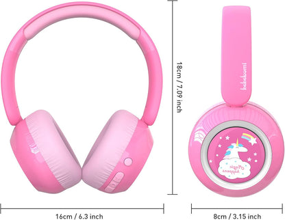 belaidės bluetooth ausinės mergaitėms , rožinės spalvos, mikrofonas, garso ribojimas, patogios nešioti 