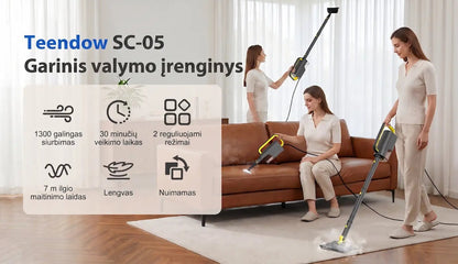 Daugiafunkcis garinis grindų ir langų valytuvas Teendow SC-05 su priedais