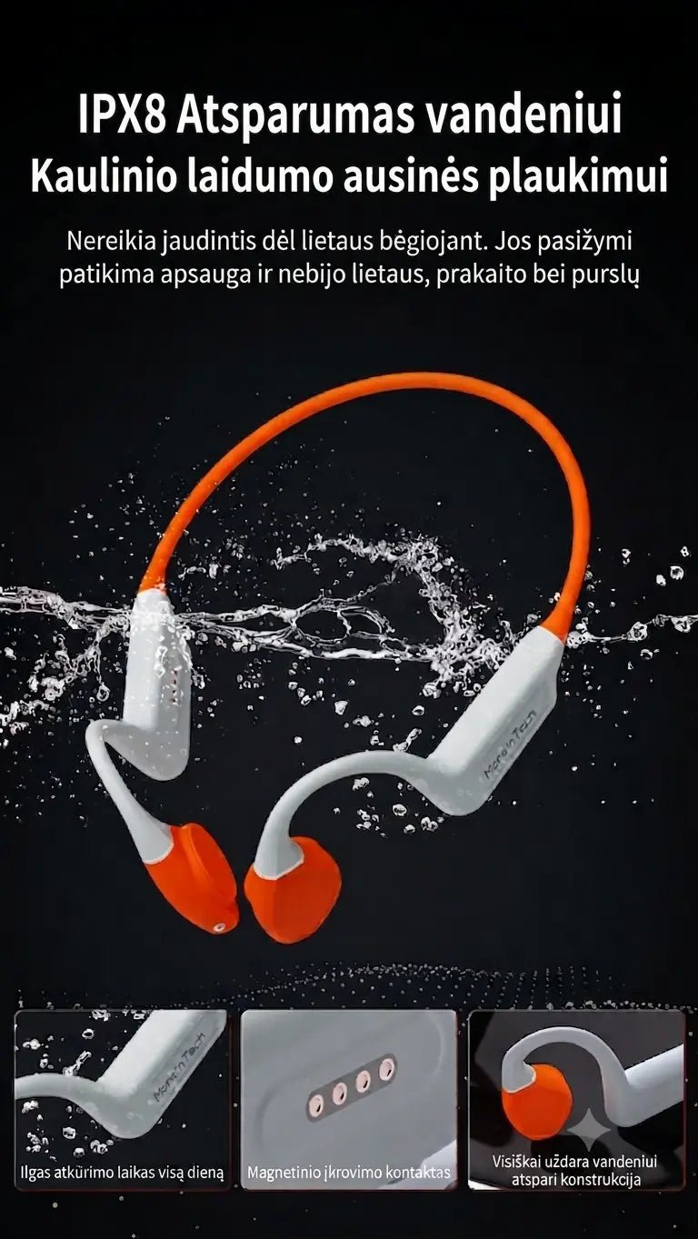 ES-998 Plus - ausinės plaukimui ir aktyviam sportui (8 GB atmintis, IPX8)